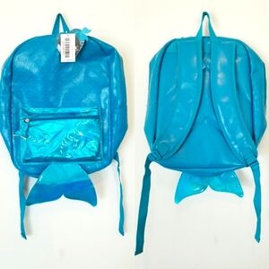 Mermaid Tail Blue Teal Backpack Padded Straps Spencer's Graphic Metallic MWT Lg